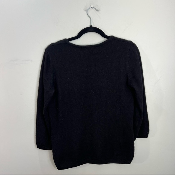Black fuzzy Angora blend 3/4 sleeve sweater S - Picture 3 of 8